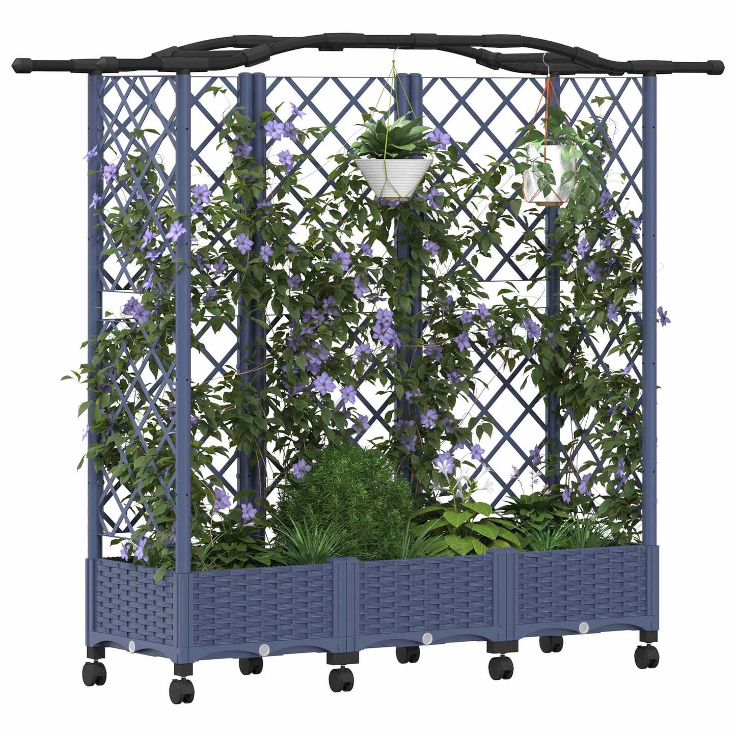 Raised Bed with Trellis and Roof Grey 163 x 40 x 129 cm PP