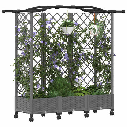 Raised Bed with Trellis and Roof Light Grey 163 x 40 x 129 cm
