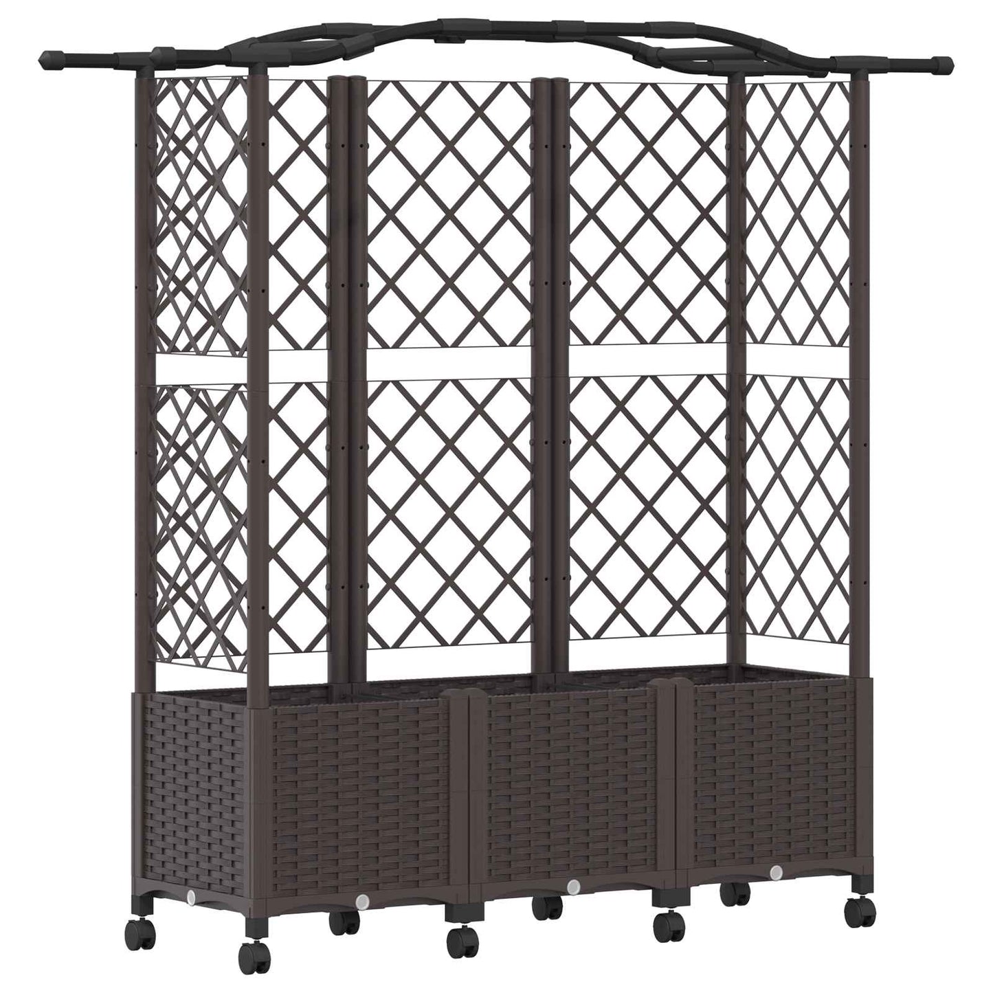Raised Bed with Trellis and Roof Brown 163 x 40 x 144 cm PP