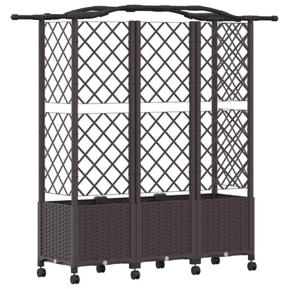 Raised Bed with Trellis and Roof Brown 163 x 40 x 144 cm PP