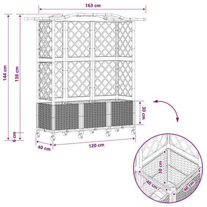 Raised Bed with Trellis and Roof Brown 163 x 40 x 144 cm PP