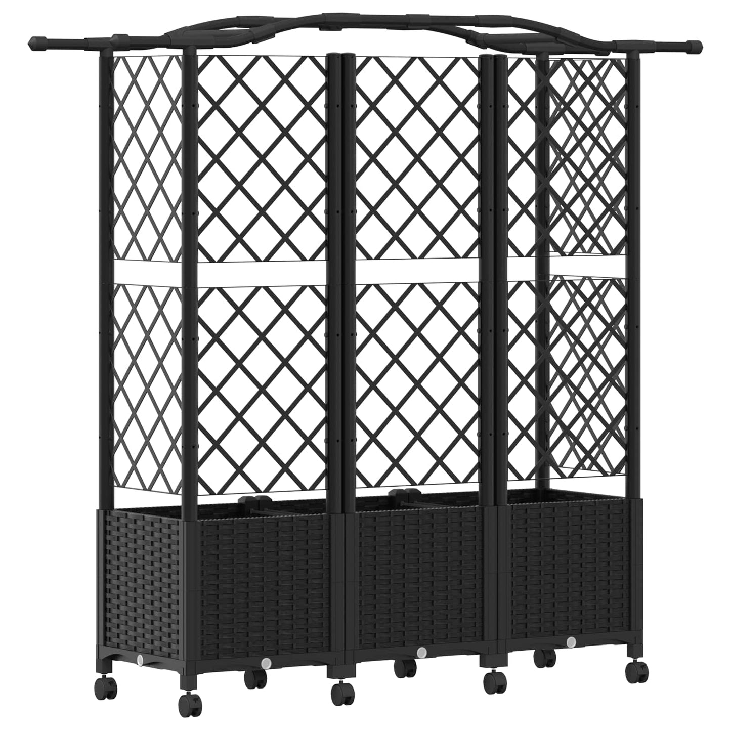 Raised Bed with Trellis and Roof Black 163 x 40 x 144 cm PP
