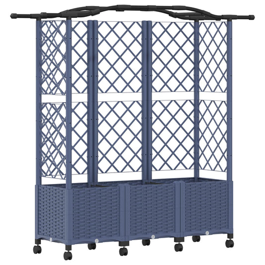Raised Bed with Trellis and Roof Grey 163 x 40 x 144 cm PP