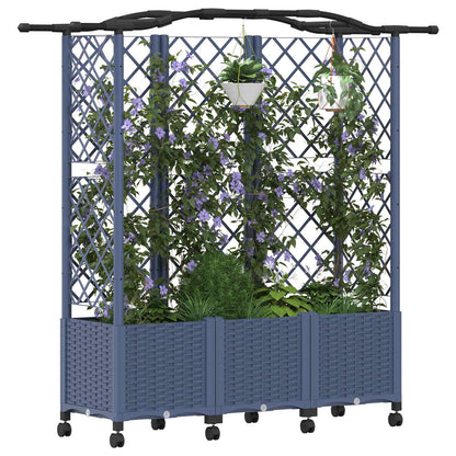 Raised Bed with Trellis and Roof Grey 163 x 40 x 144 cm PP