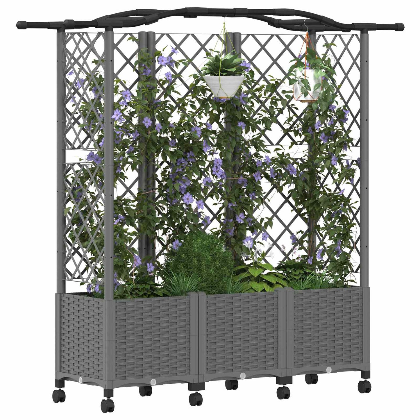 Raised Bed with Trellis and Roof Light Grey 163 x 40 x 144 cm