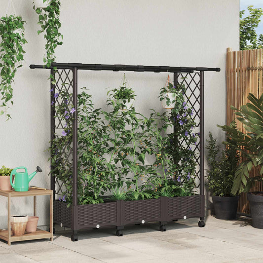 Raised Bed with Trellis and Roof Brown 164 x 40 x 127 cm PP