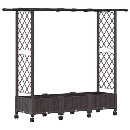 Raised Bed with Trellis and Roof Brown 164 x 40 x 127 cm PP