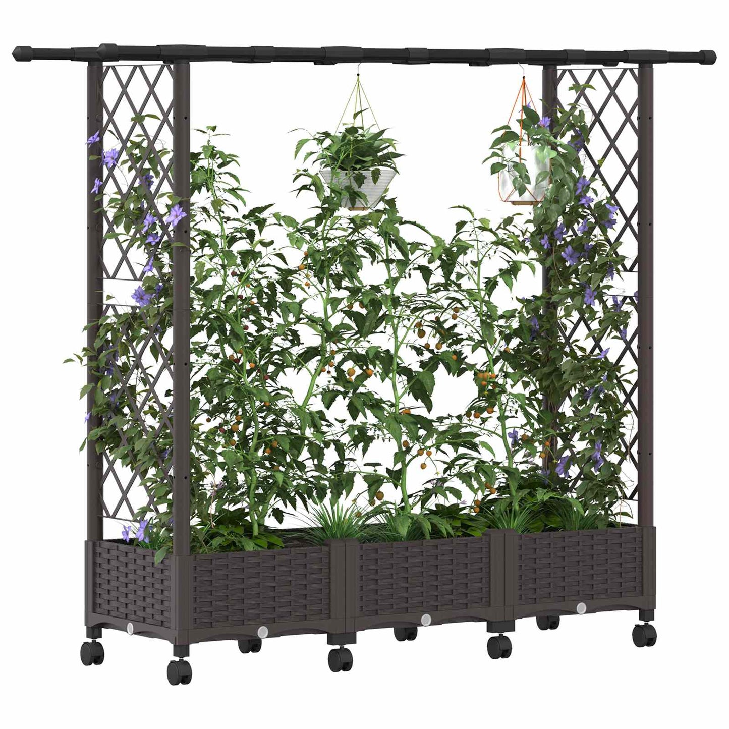 Raised Bed with Trellis and Roof Brown 164 x 40 x 127 cm PP