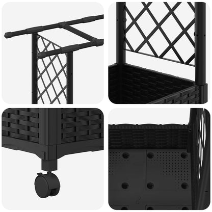 Raised Bed with Trellis and Roof Black 164 x 40 x 127 cm PP