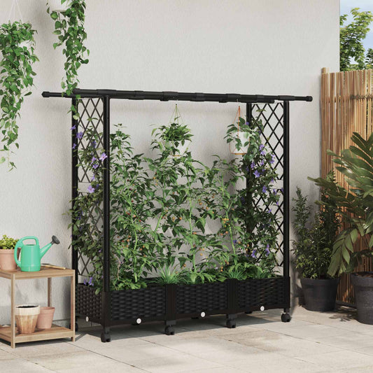 Raised Bed with Trellis and Roof Black 164 x 40 x 127 cm PP