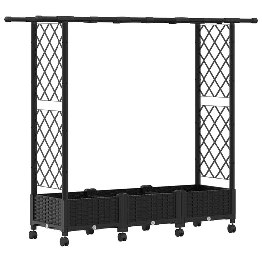 Raised Bed with Trellis and Roof Black 164 x 40 x 127 cm PP