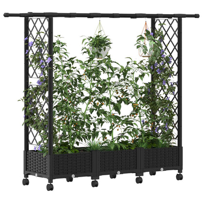 Raised Bed with Trellis and Roof Black 164 x 40 x 127 cm PP