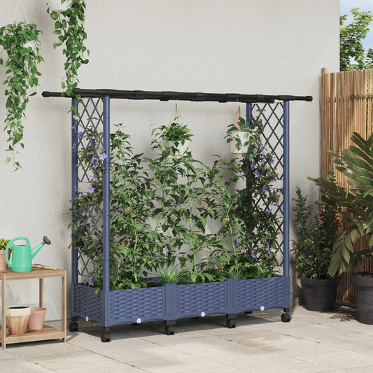 Raised Bed with Trellis and Roof Grey 164 x 40 x 127 cm PP