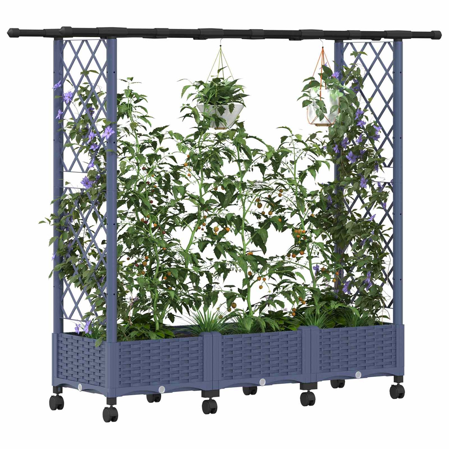 Raised Bed with Trellis and Roof Grey 164 x 40 x 127 cm PP