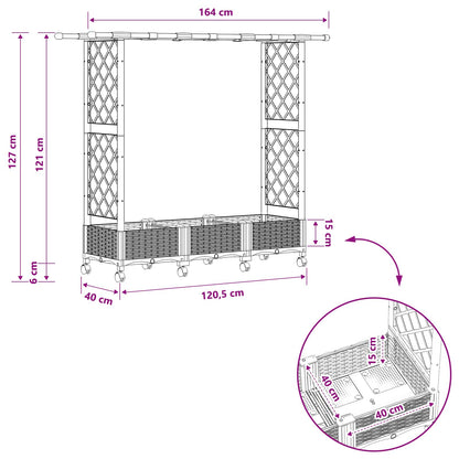 Raised Bed with Trellis and Roof Grey 164 x 40 x 127 cm PP