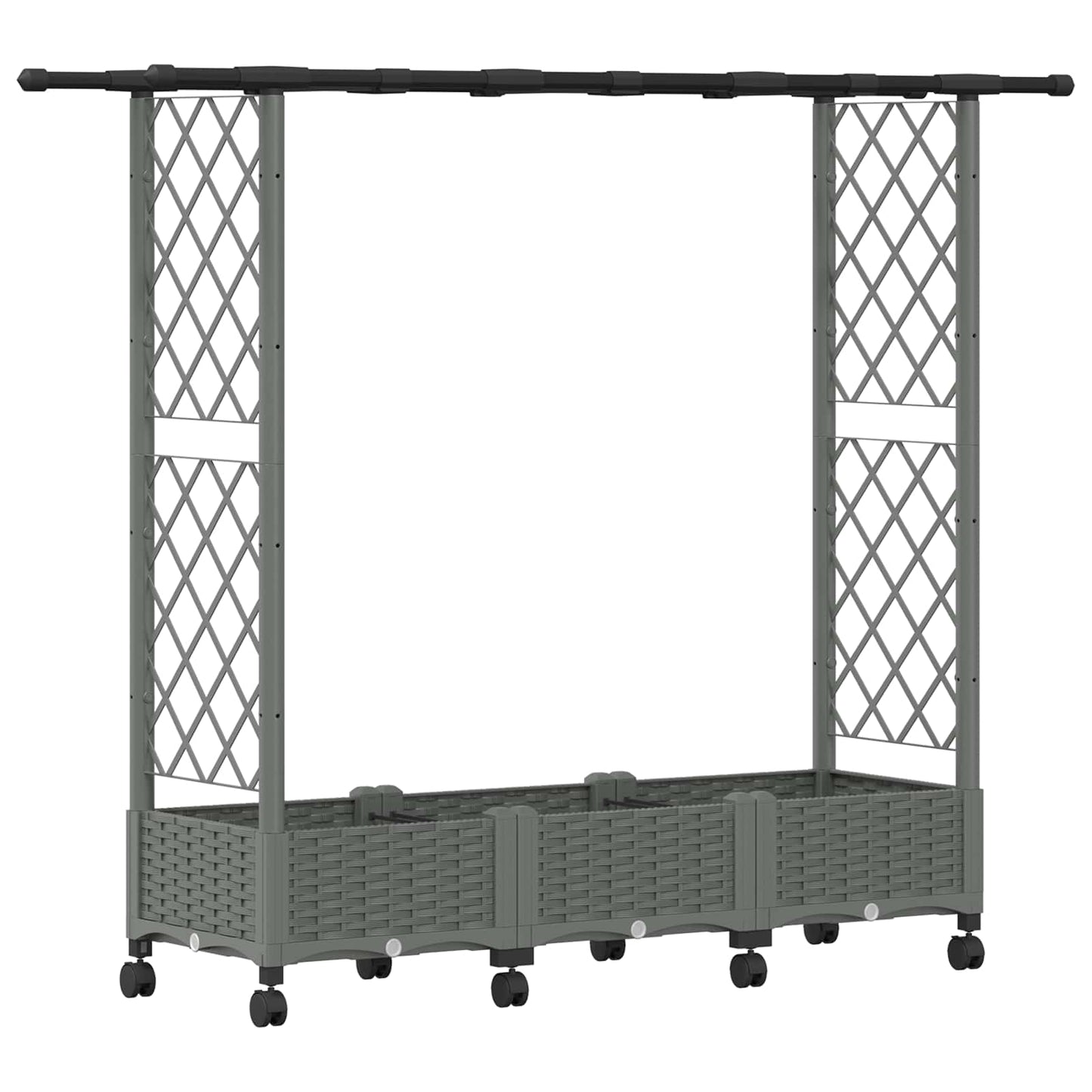 Raised Bed with Trellis and Roof Light Grey 164 x 40 x 127 cm