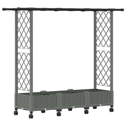 Raised Bed with Trellis and Roof Light Grey 164 x 40 x 127 cm
