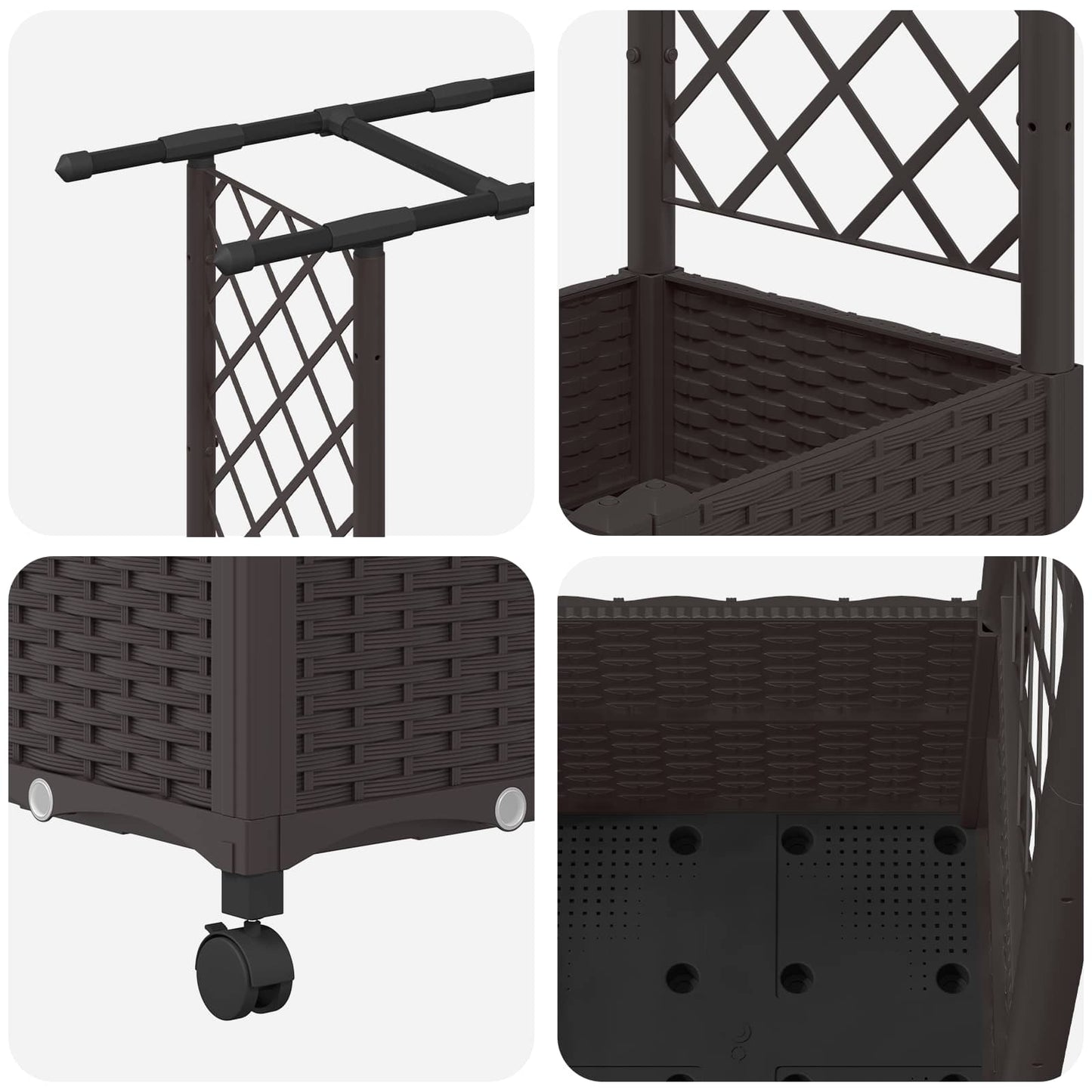 Raised Bed with Trellis and Roof Brown 162.5 x 40 x 142 cm PP