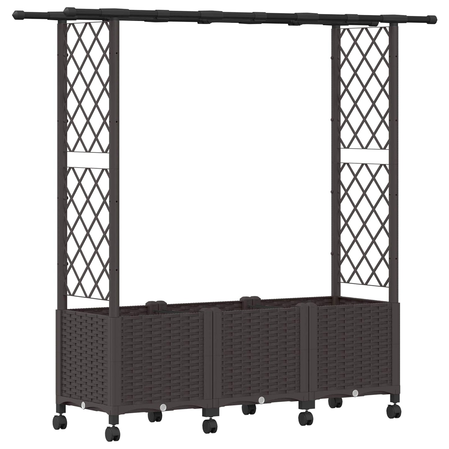 Raised Bed with Trellis and Roof Brown 162.5 x 40 x 142 cm PP