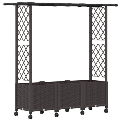 Raised Bed with Trellis and Roof Brown 162.5 x 40 x 142 cm PP