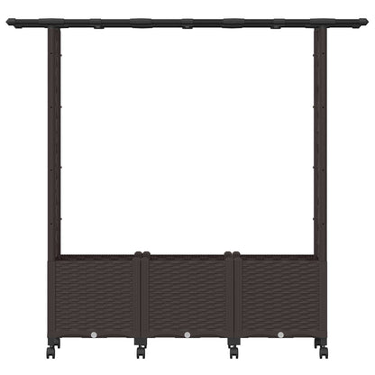 Raised Bed with Trellis and Roof Brown 162.5 x 40 x 142 cm PP