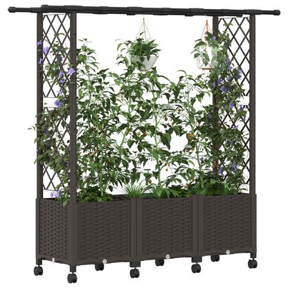 Raised Bed with Trellis and Roof Brown 162.5 x 40 x 142 cm PP