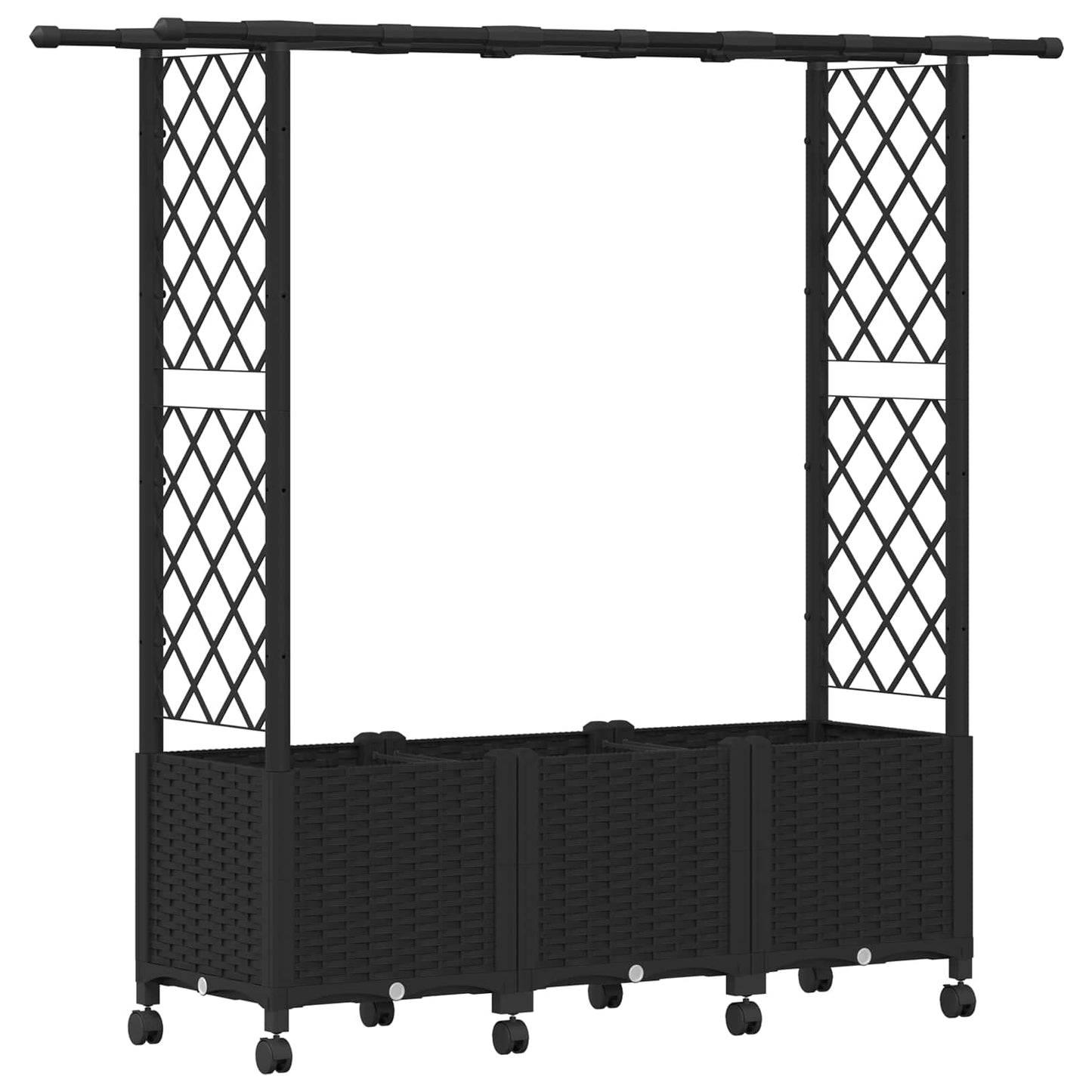 Raised Bed with Trellis and Roof Black 162.5 x 40 x 142 cm PP