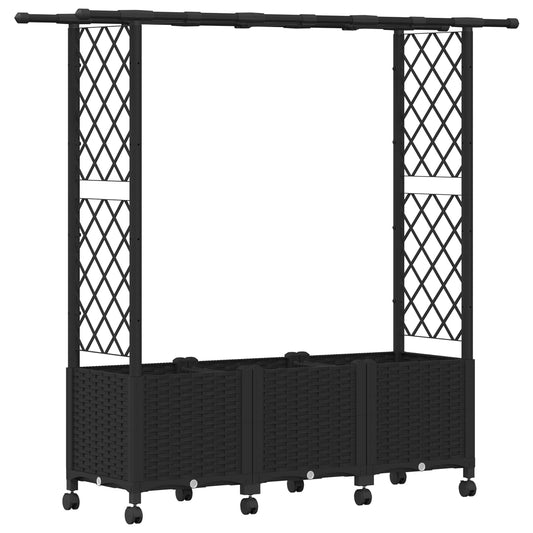 Raised Bed with Trellis and Roof Black 162.5 x 40 x 142 cm PP