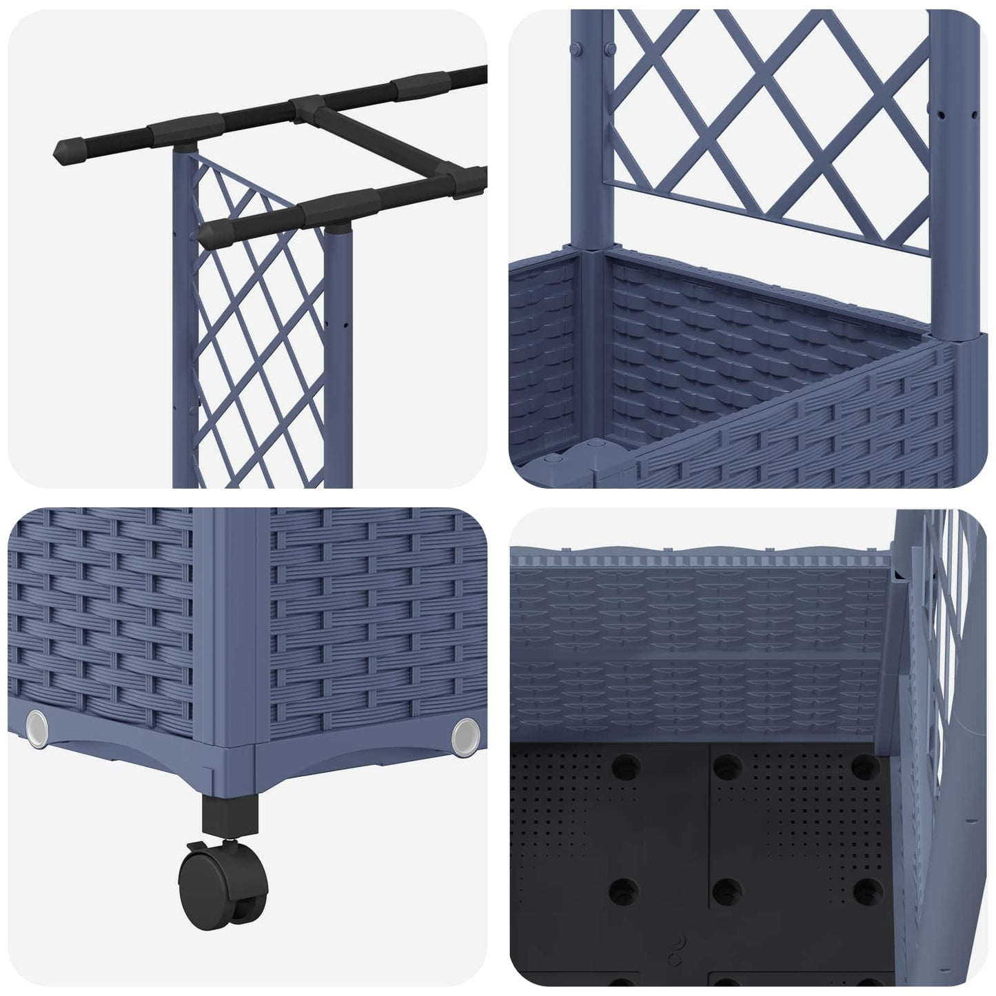 Raised Bed with Trellis and Roof Grey 162.5 x 40 x 142 cm PP