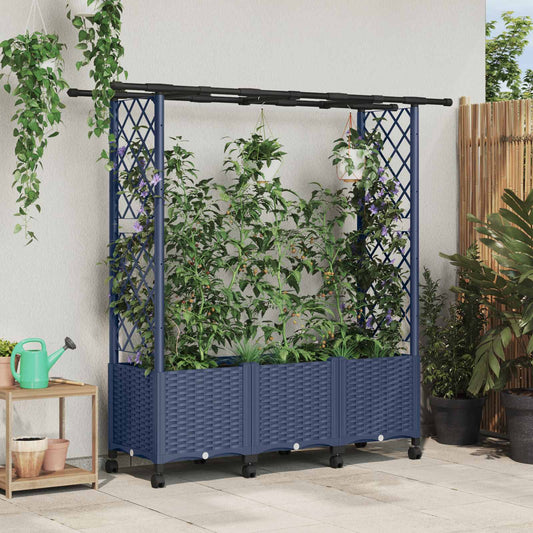Raised Bed with Trellis and Roof Grey 162.5 x 40 x 142 cm PP