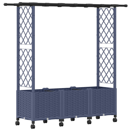 Raised Bed with Trellis and Roof Grey 162.5 x 40 x 142 cm PP
