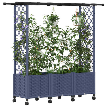 Raised Bed with Trellis and Roof Grey 162.5 x 40 x 142 cm PP