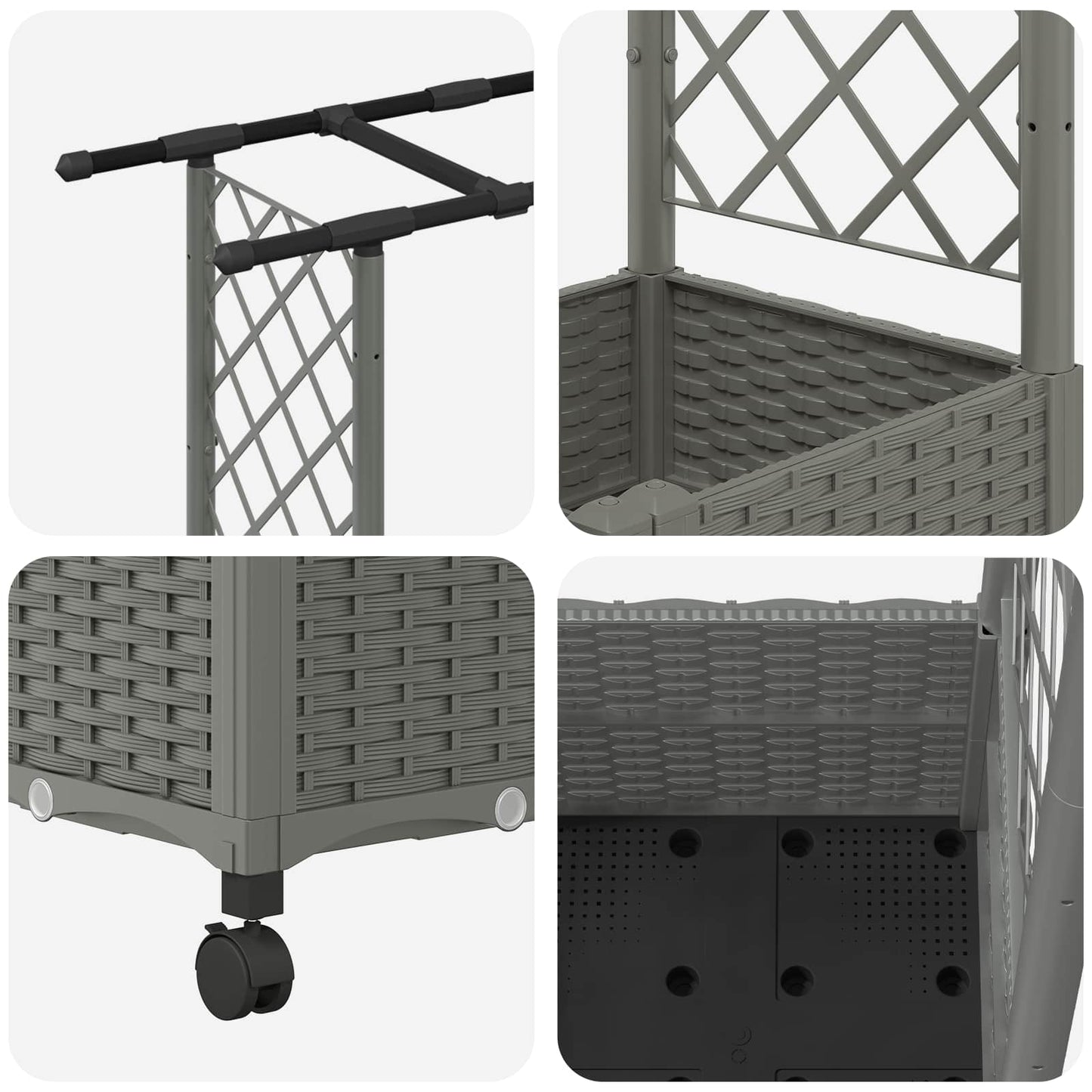 Raised Bed with Trellis and Roof Light Grey 162.5 x 40 x 142 cm