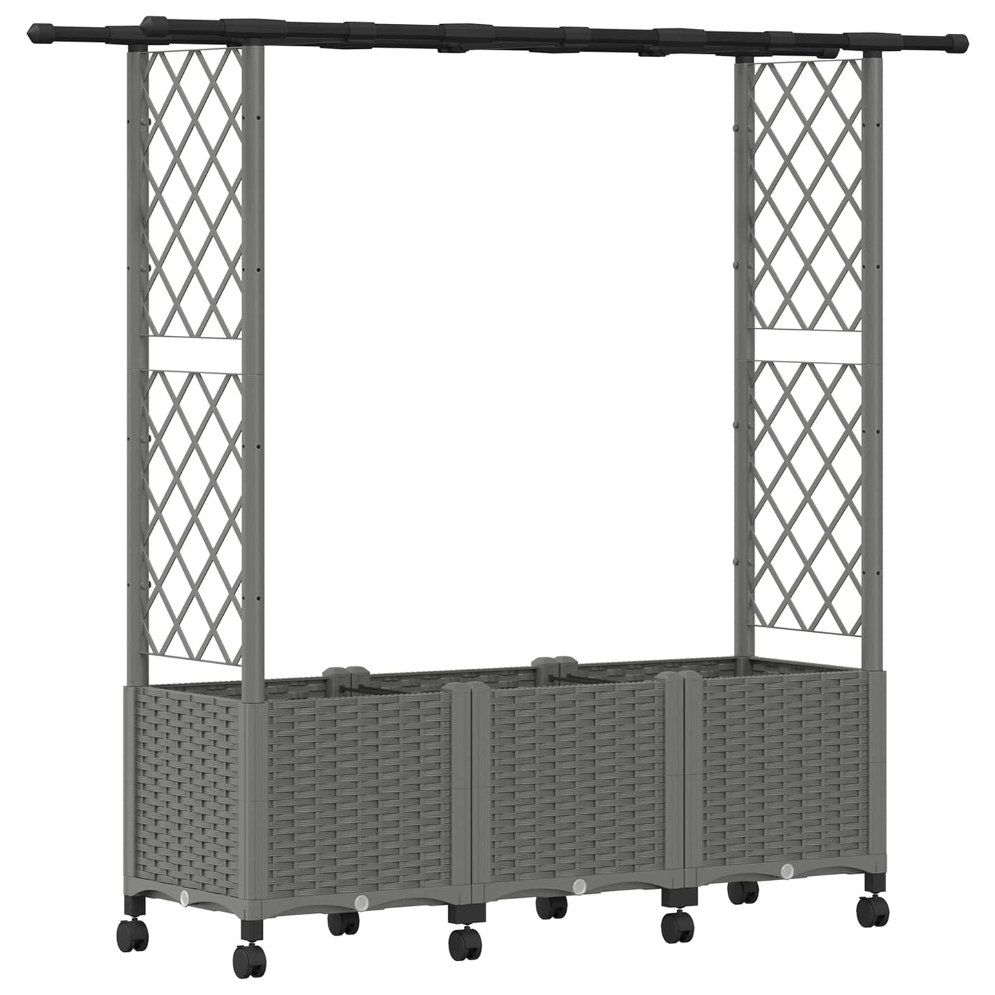 Raised Bed with Trellis and Roof Light Grey 162.5 x 40 x 142 cm