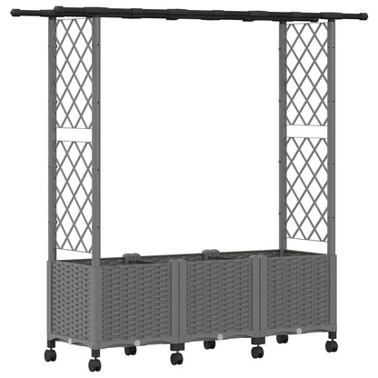 Raised Bed with Trellis and Roof Light Grey 162.5 x 40 x 142 cm