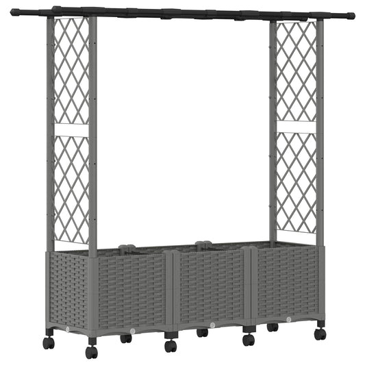 Raised Bed with Trellis and Roof Light Grey 162.5 x 40 x 142 cm
