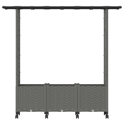 Raised Bed with Trellis and Roof Light Grey 162.5 x 40 x 142 cm