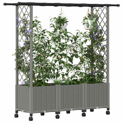 Raised Bed with Trellis and Roof Light Grey 162.5 x 40 x 142 cm