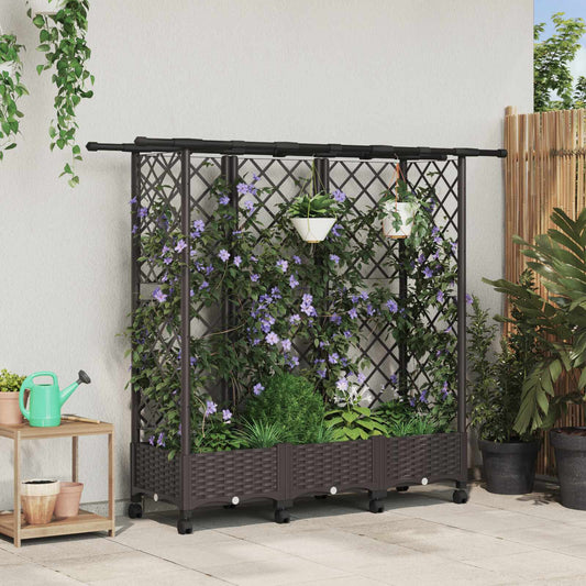 Raised Bed with Trellis and Roof Brown 164 x 40 x 127 cm PP