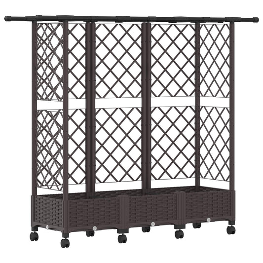 Raised Bed with Trellis and Roof Brown 164 x 40 x 127 cm PP
