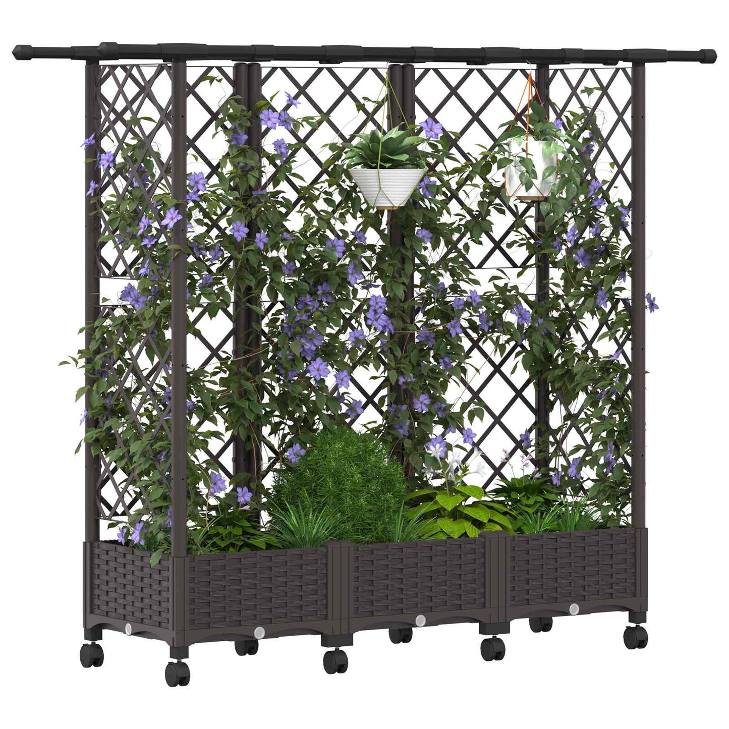 Raised Bed with Trellis and Roof Brown 164 x 40 x 127 cm PP