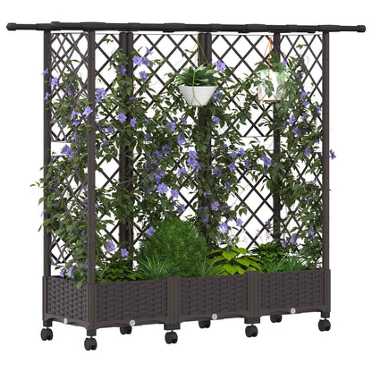 Raised Bed with Trellis and Roof Brown 164 x 40 x 127 cm PP