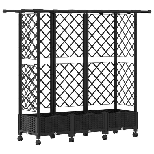 Raised Bed with Trellis and Roof Black 164 x 40 x 127 cm PP