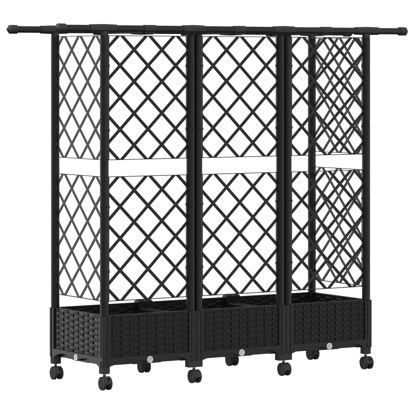 Raised Bed with Trellis and Roof Black 164 x 40 x 127 cm PP