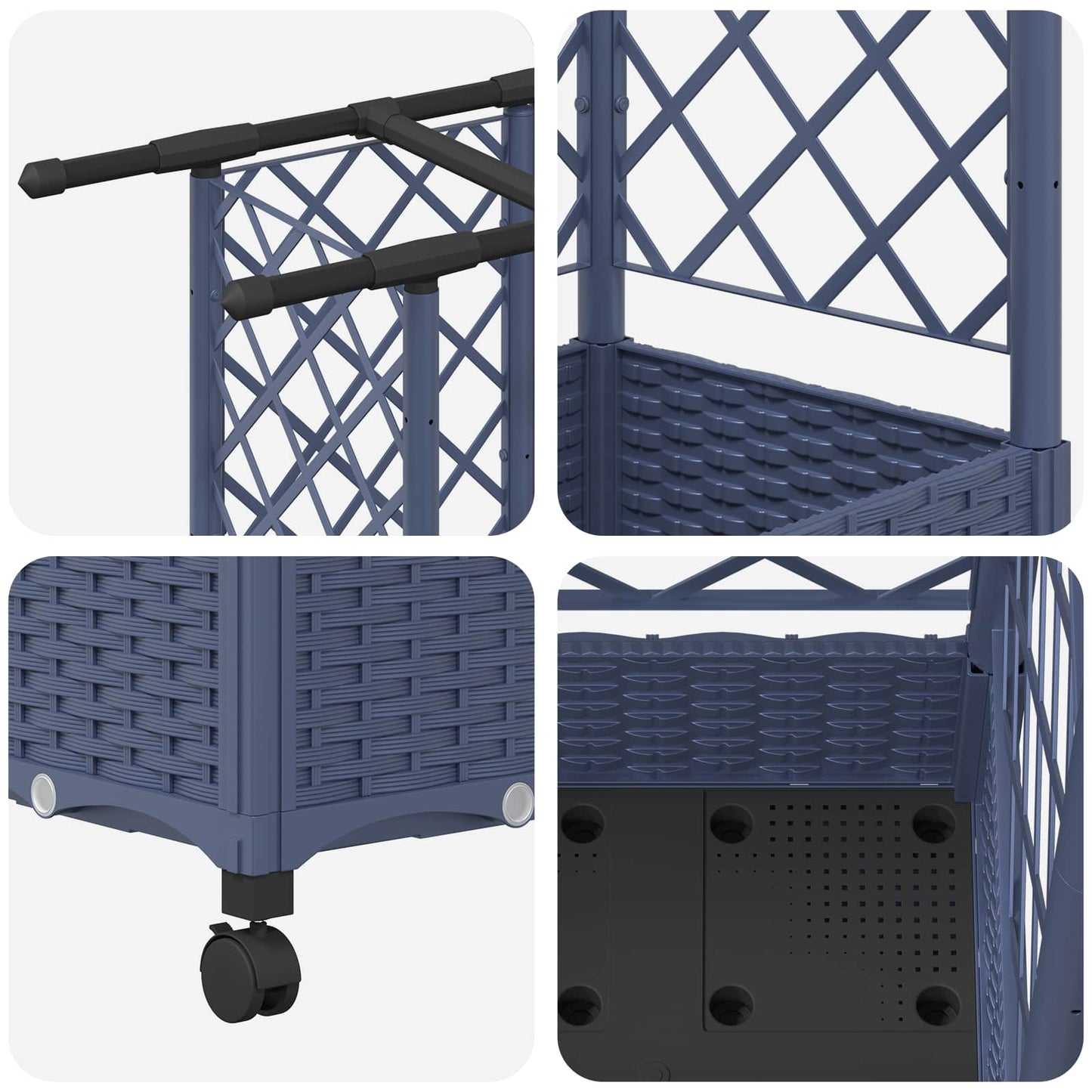Raised Bed with Trellis and Roof Grey 164 x 40 x 127 cm PP