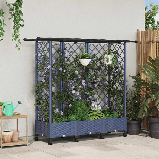 Raised Bed with Trellis and Roof Grey 164 x 40 x 127 cm PP