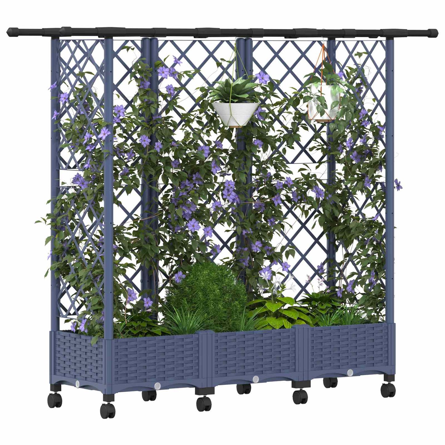 Raised Bed with Trellis and Roof Grey 164 x 40 x 127 cm PP