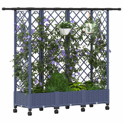 Raised Bed with Trellis and Roof Grey 164 x 40 x 127 cm PP