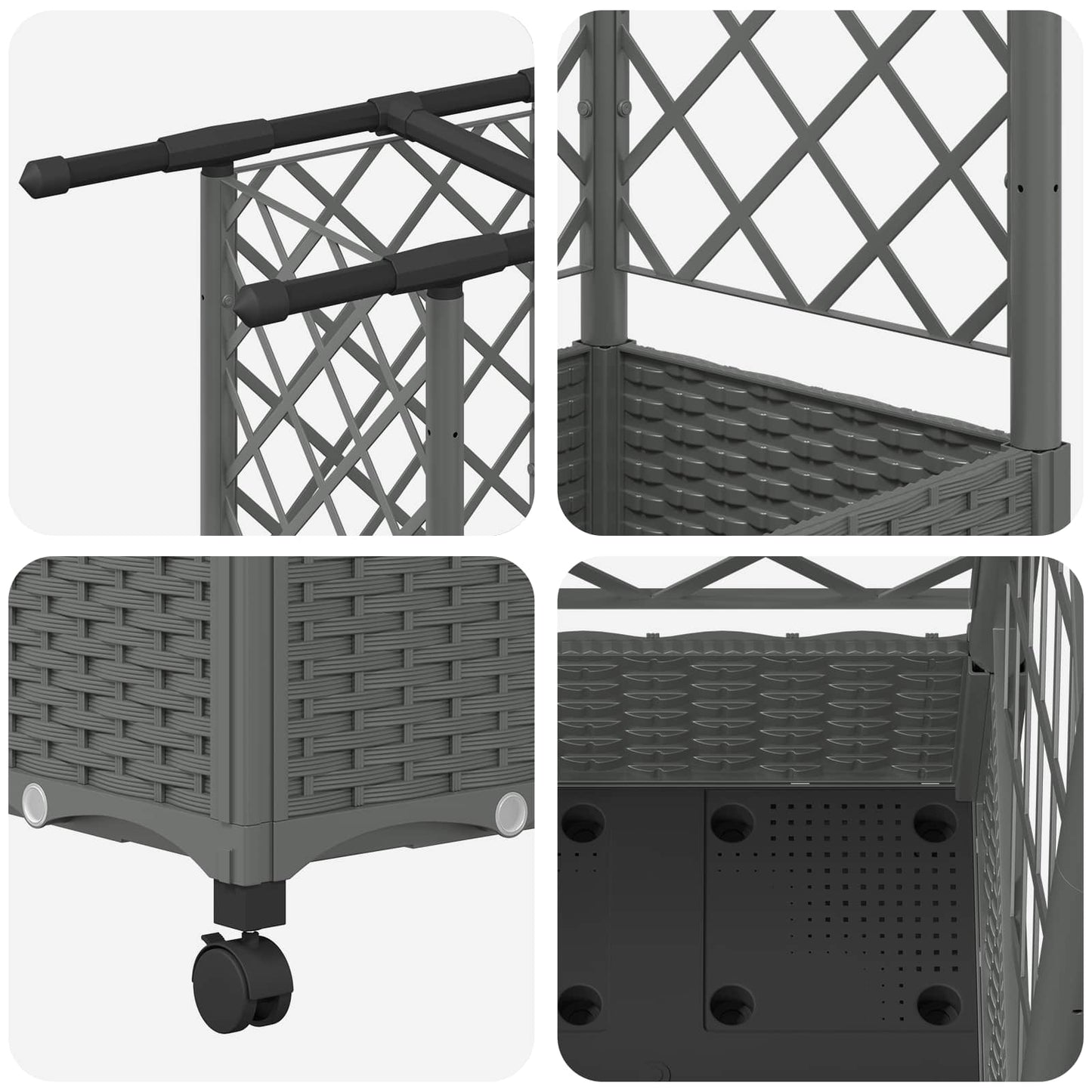 Raised Bed with Trellis and Roof Light Grey 164 x 40 x 127 cm