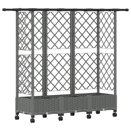 Raised Bed with Trellis and Roof Light Grey 164 x 40 x 127 cm